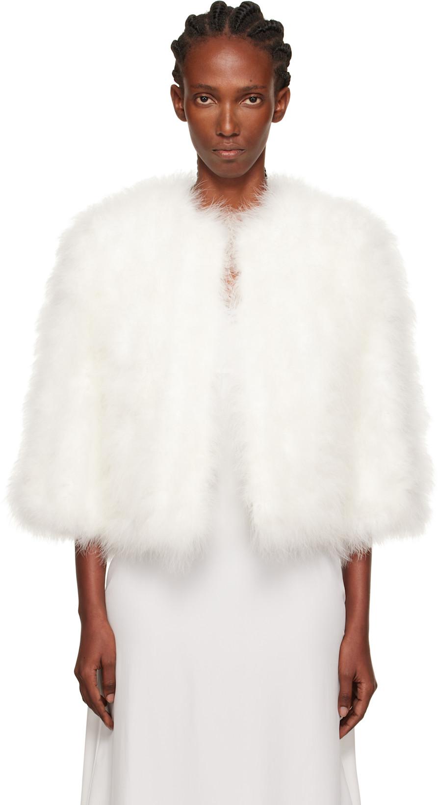 White Short Feather Jacket by YVES SALOMON