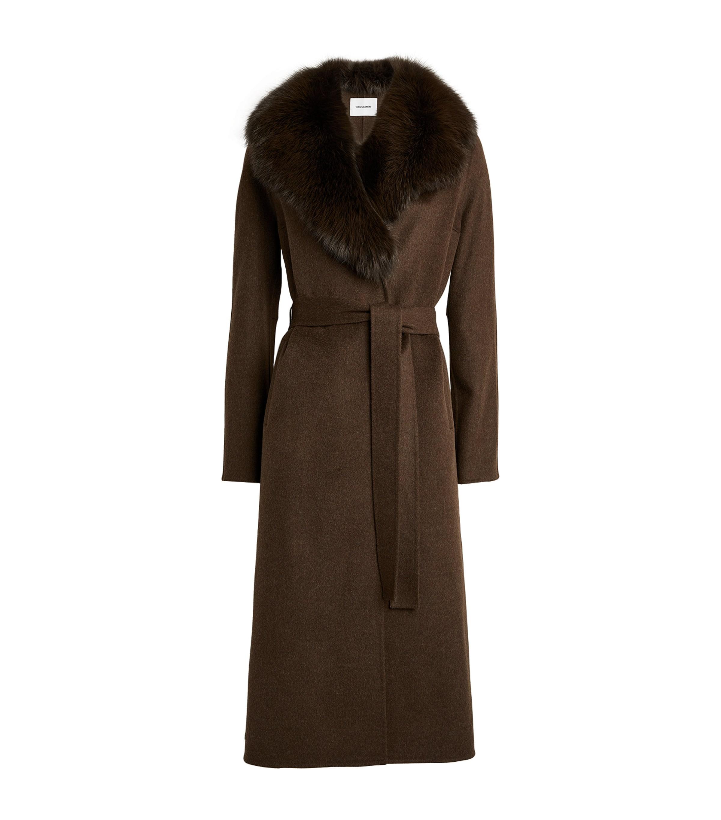 Wool-Cashmere Fur-Trim Coat by YVES SALOMON
