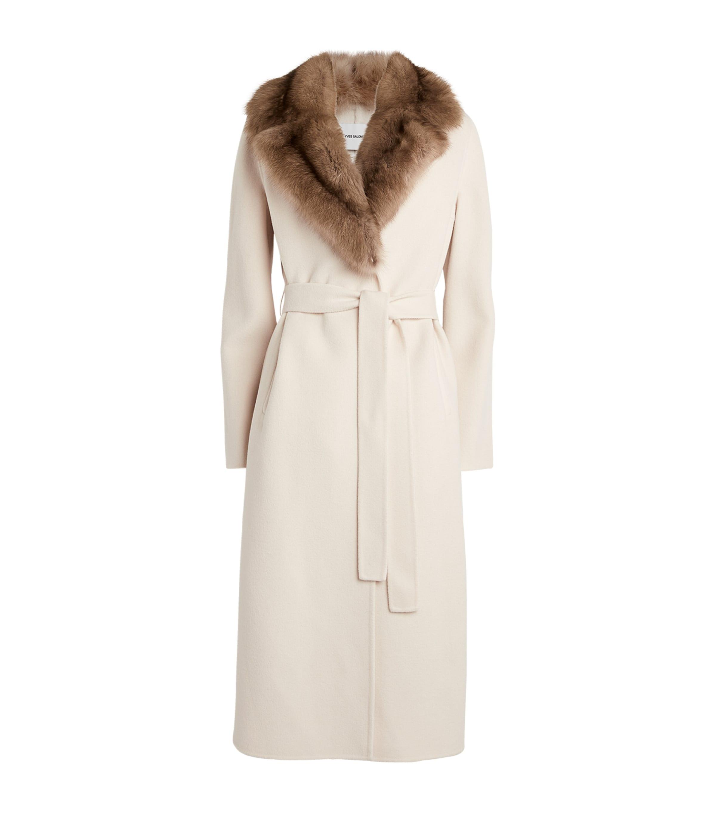 Wool-Cashmere Sable-Trim Coat by YVES SALOMON