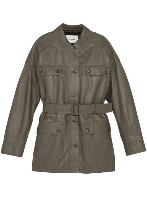 belted leather jacket by YVES SALOMON