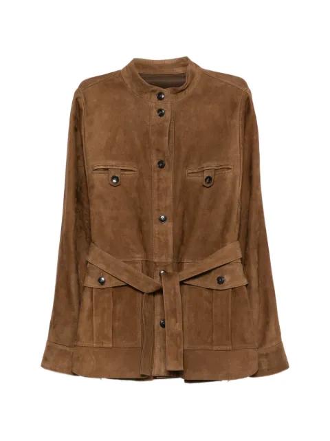 belted leather jacket by YVES SALOMON