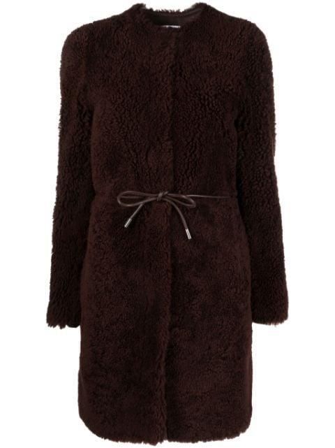 belted shearling coat by YVES SALOMON