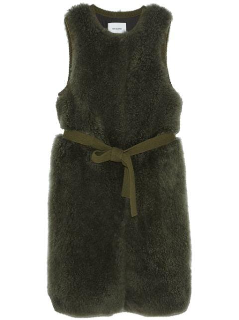 belted shearling gilet by YVES SALOMON