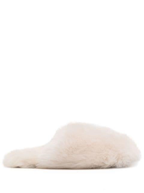 closed toe fur slippers by YVES SALOMON