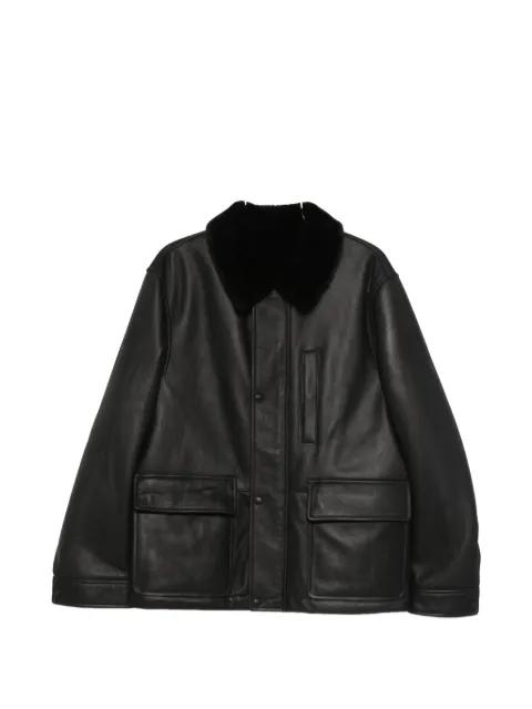 collared pocket leather jacket by YVES SALOMON