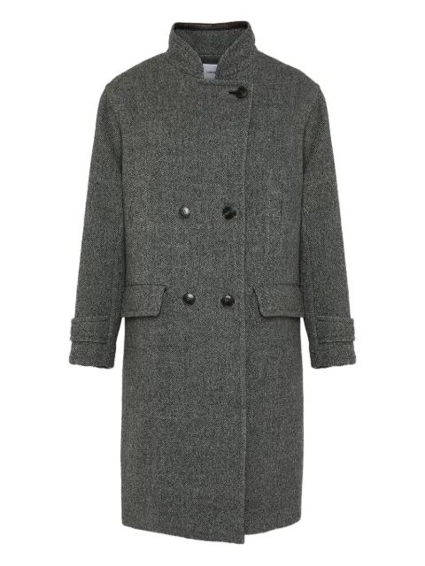 double-breasted virgin-wool coat by YVES SALOMON