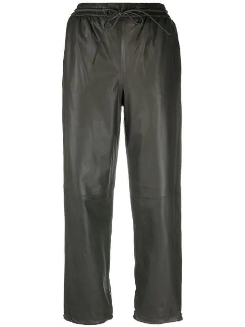 drawstring-waist lambskin trousers by YVES SALOMON