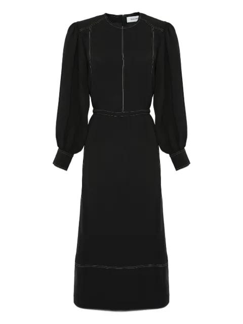 drawstring-waist puff-sleeve midi dress by YVES SALOMON