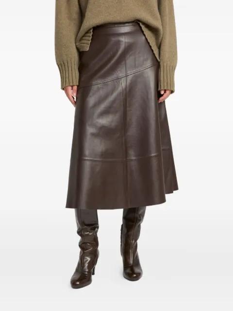 flared leather midi skirt by YVES SALOMON