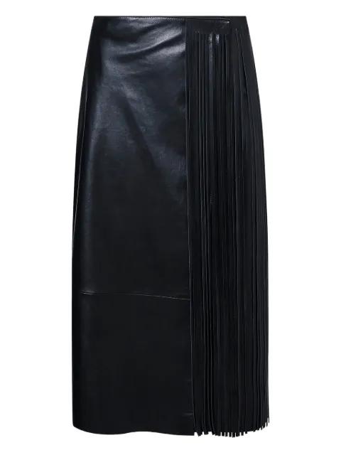 fringed leather wrap skirt by YVES SALOMON