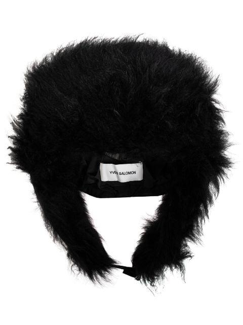 fur-trim ear hat by YVES SALOMON