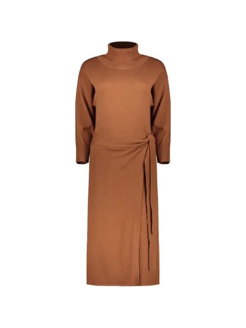high-neck gathered midi dress by YVES SALOMON