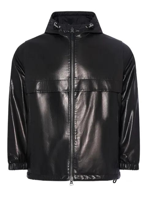 hoodied calfskin leather jacket by YVES SALOMON