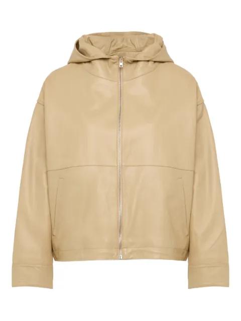 hoodied leather jacket by YVES SALOMON