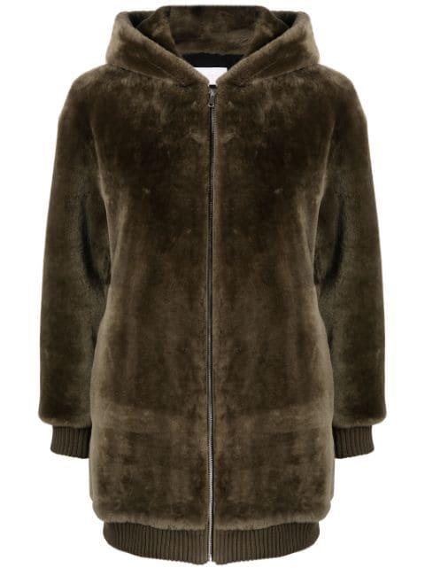 hoodied shearling coat by YVES SALOMON