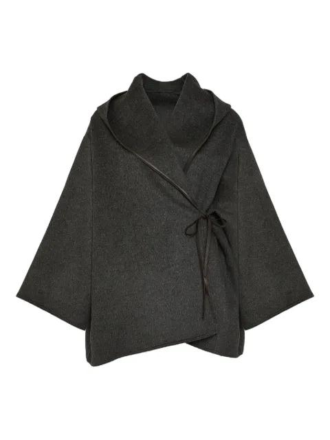 hoodied wrap coat by YVES SALOMON