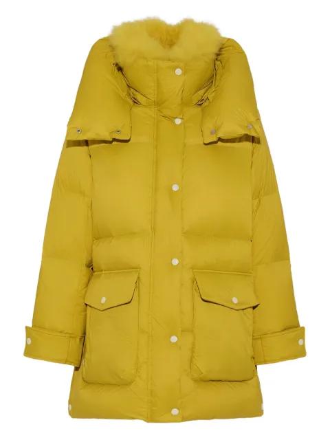 hoodiedlambshearling down coat by YVES SALOMON