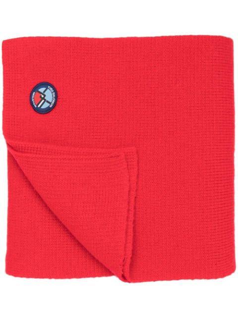 knitted logo-patch scarf by YVES SALOMON