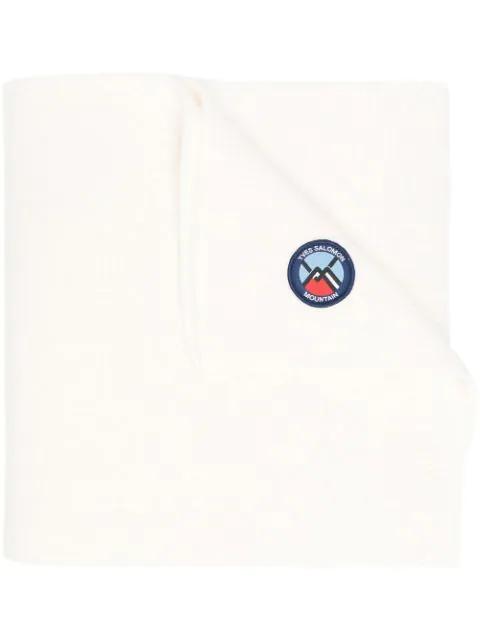 knitted logo-patch scarf by YVES SALOMON