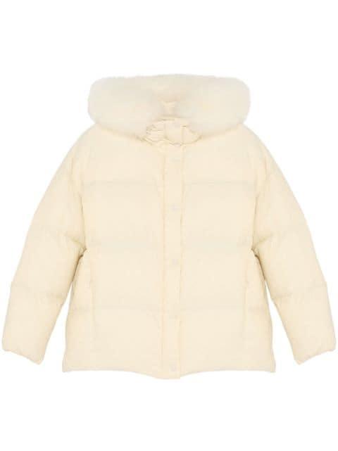 lambswool-trimmed hoodied jacket by YVES SALOMON