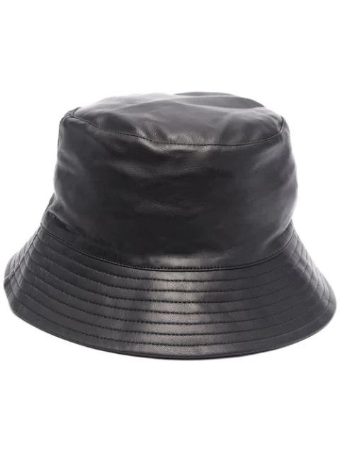leather bucket hat by YVES SALOMON
