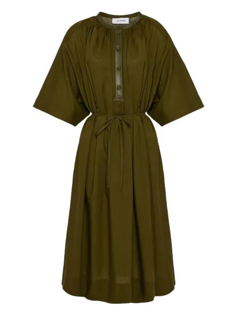 leather-trim midi dress by YVES SALOMON