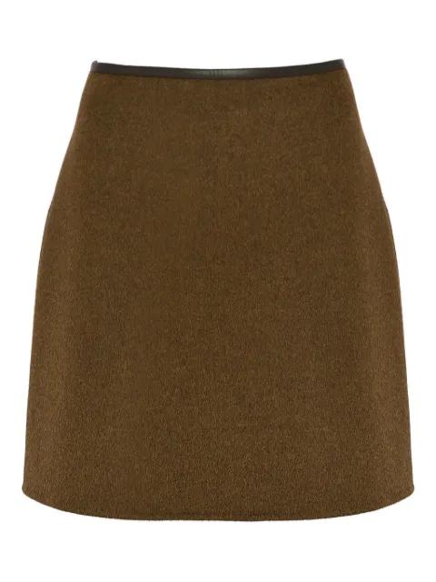 leather-trimmed wool-cashmere blend mini skirt by YVES SALOMON