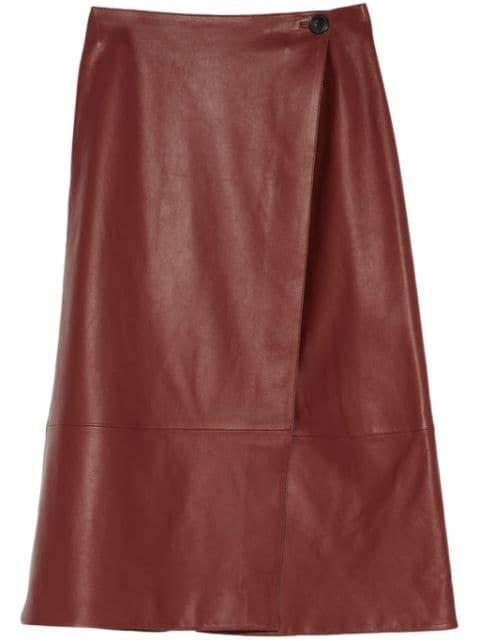 leather wrap skirt by YVES SALOMON