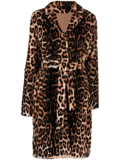 leopard print belted coat by YVES SALOMON
