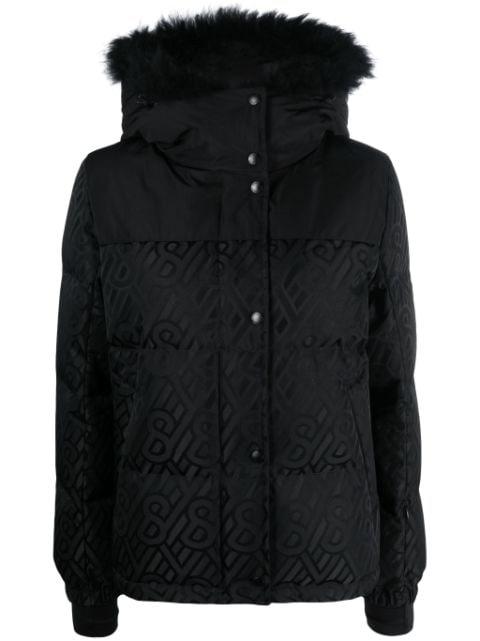 monogram-pattern hoodied down jacket by YVES SALOMON