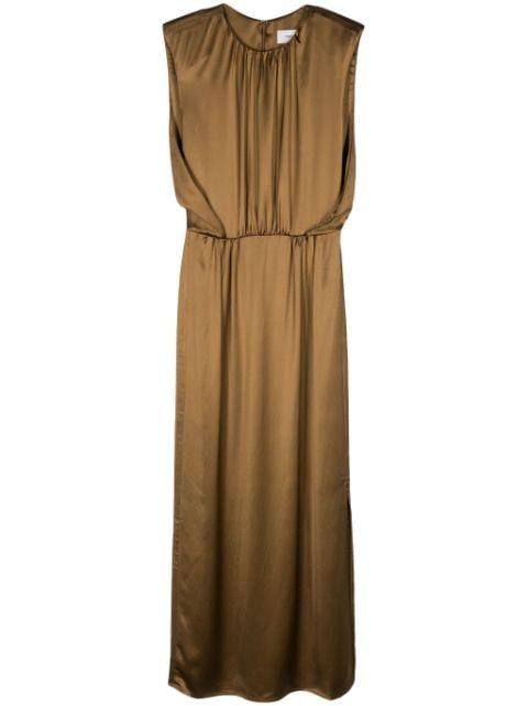 pleat-detail satin dress by YVES SALOMON