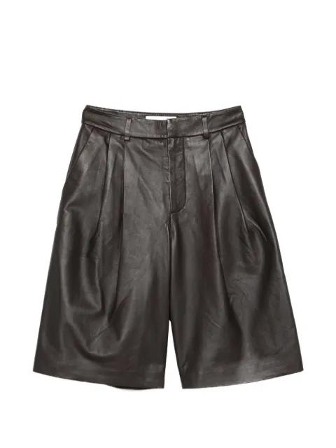pleated leather shorts by YVES SALOMON