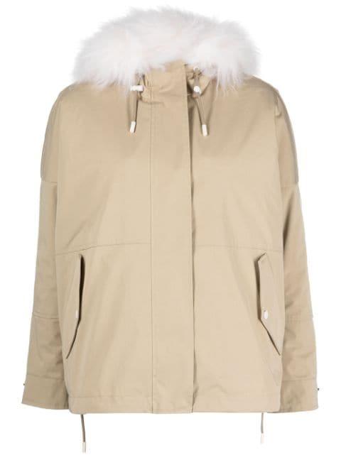 reversible hoodied cropped parka by YVES SALOMON