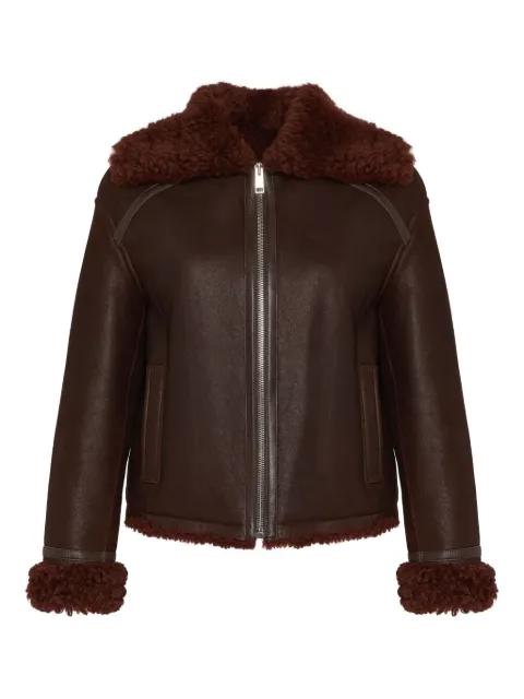 shearling-collared zip-front jacket by YVES SALOMON
