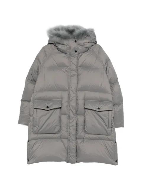shearling trimmed down coat by YVES SALOMON