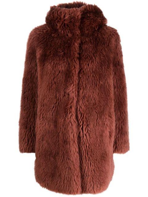 short hoodied wool coat by YVES SALOMON