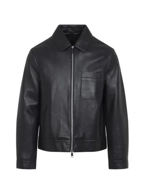 zip-fastening chest-pocket leather jacket by YVES SALOMON