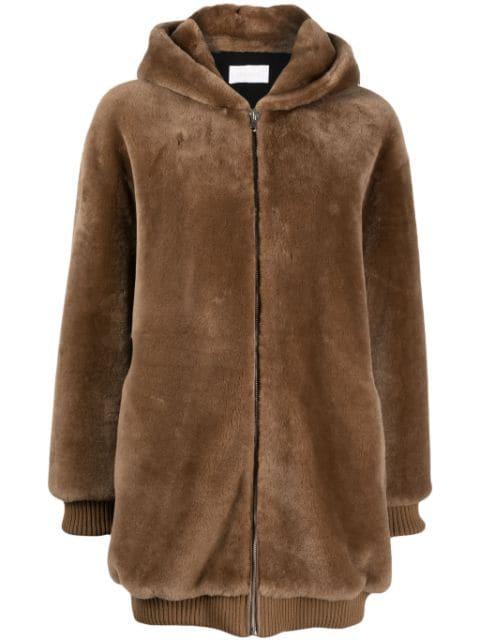 zip-up hoodied oversized coat by YVES SALOMON