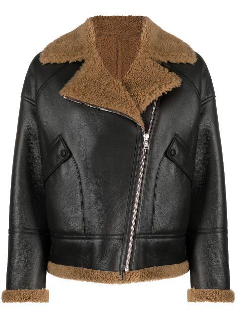 zip-up leather jacket by YVES SALOMON
