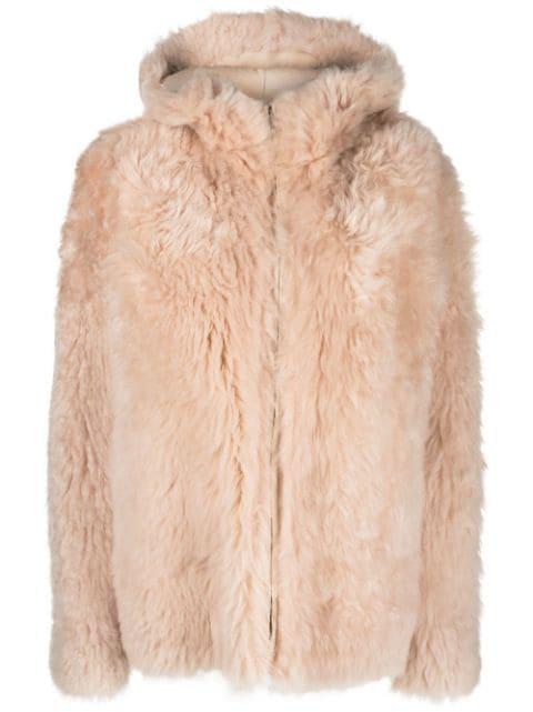 zip-up shearling coat by YVES SALOMON