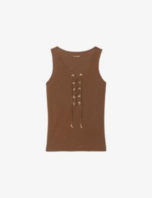 Ana Lace-Up Cotton And Linen Top by ZADIG&VOLTAIRE