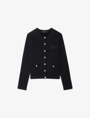 Cama Brand-Appliqué Cotton-Fleece Cardigan by ZADIG&VOLTAIRE