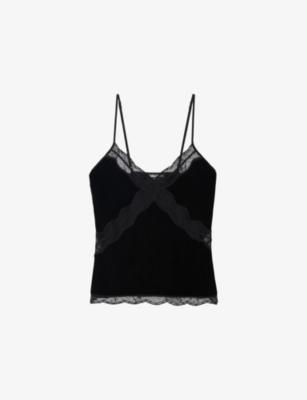 Cishi Lace-Embroidered Velvet Cami Top by ZADIG&VOLTAIRE