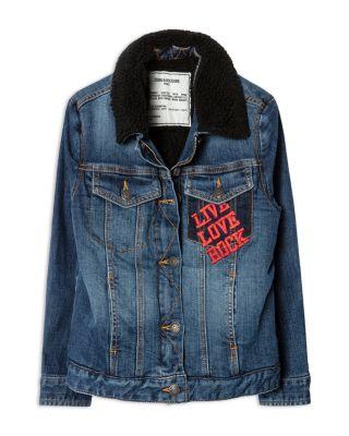 Girls' Alex Cotton Blend Trucker  Jacket - Little Kid by ZADIG&VOLTAIRE