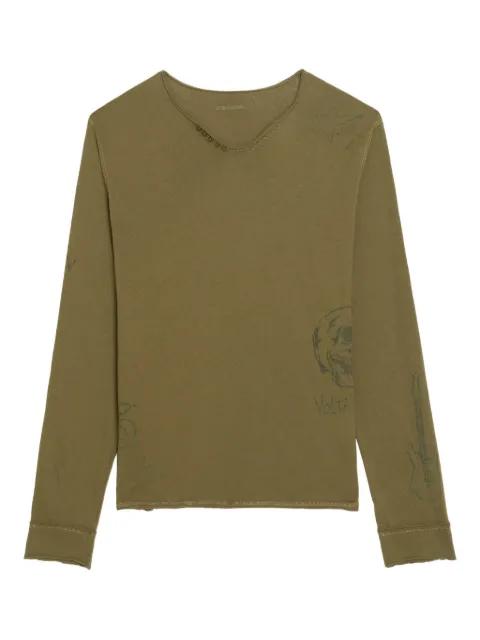Monsatir Henley button-detail graphic long-sleeve T-shirt by ZADIG&VOLTAIRE