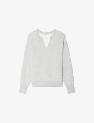 Olive V-Neck Cotton-Blend Sweatshirt by ZADIG&VOLTAIRE