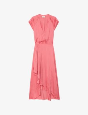 Randall V-neck raglan-sleeve satin midi dress by ZADIG&VOLTAIRE