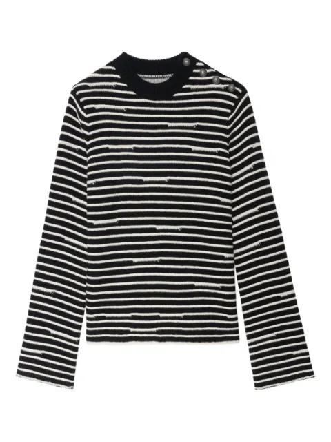 Spiky striped button-detailed sweater by ZADIG&VOLTAIRE