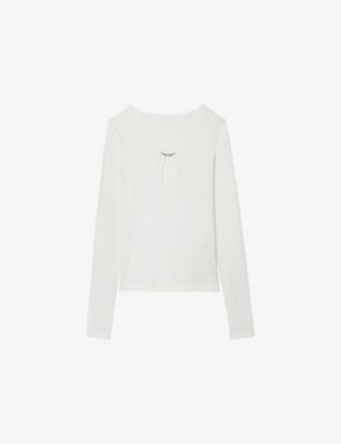 Tina Branded-Brooch Cotton-Jersey Top by ZADIG&VOLTAIRE