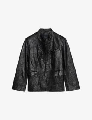 Veryn Collarless Slim-Fit Crinkled-Leather Jacket by ZADIG&VOLTAIRE